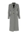 Marine Serre Monogram-pattern Single-breasted Coat In Gray