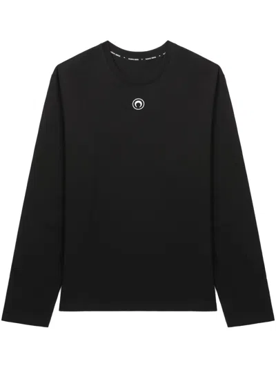 Marine Serre Long-sleeved Cotton T-shirt In Black