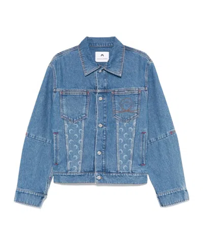 MARINE SERRE MARINE SERRE MOON LASER BUTTONED DENIM JACKET