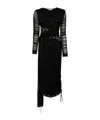 Marine Serre Crescent-moon-print Draped Dress In Black