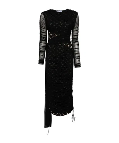 MARINE SERRE MARINE SERRE ASYMMETRIC DRAPED JERSEY MIDI DRESS
