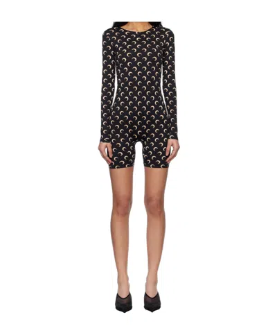Marine Serre Long-sleeved Jumpsuit In Black