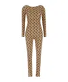 Marine Serre Tan All Over Moon Jumpsuit In Green