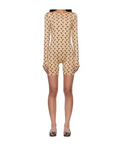 Marine Serre Long-sleeved Jumpsuit In Nude