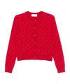 Marine Serre Red Moon Jacquard Knit Fitted Cardigan In Red