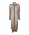 Marine Serre Moon Diamant Silk Crepon Button Up Dress Clothing In Nude
