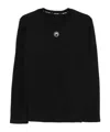 Marine Serre Long Sleeve Crew Neck Cotton T-shirt In Black