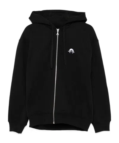 Marine Serre Black Moon Logo Fleece Zipped Hoodie