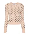 Marine Serre Women Moon Jacquard Knit Fitted Sweater In Nude