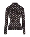 Marine Serre Black Stretch Jersey Moon Top In Black
