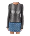 Marine Serre Gray Moon Skin Jacquard Knit Fitted Sweater In Black