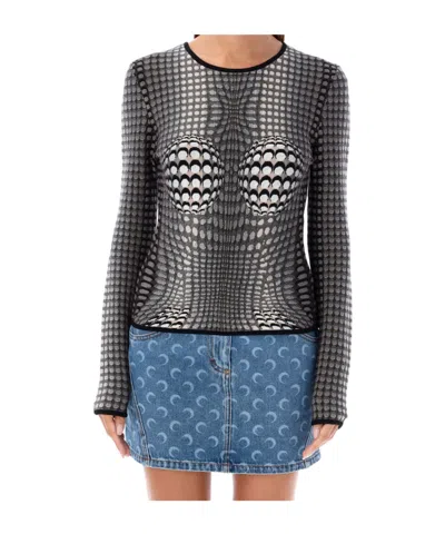 MARINE SERRE MARINE SERRE CRESCENT MOON JACQUARD CREWNECK SWEATER