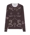 Marine Serre Tattoo Printed Jersey Second Skin Crew Neck Top In Black