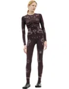 Marine Serre Tattoo Printed Jersey Second Skin Crew Neck Top In Brown
