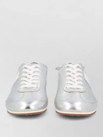Marine Serre Low Top Metallic Sneakers Rubber Sole In Silver