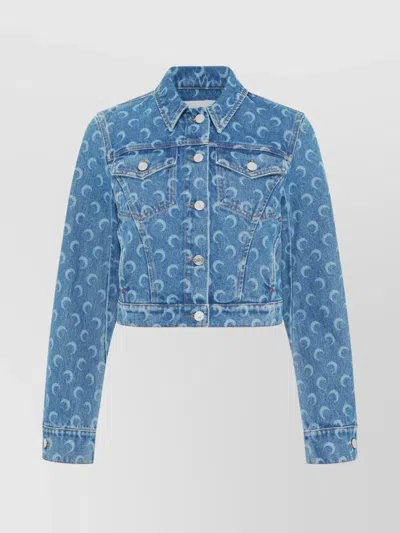 Marine Serre Lunar Laser Print Denim Jacket In Blue
