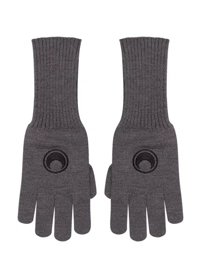 Marine Serre Luxe Long Gloves For Winter Season In Stone Grey