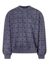 Marine Serre Marine Greenhouses Sweatshirt Blue With Logo Pattern All Over In Blue