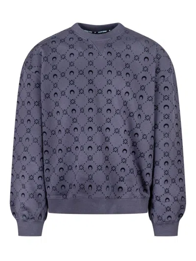 Marine Serre Marine Greenhouses Sweatshirt Blue With Logo Pattern All Over