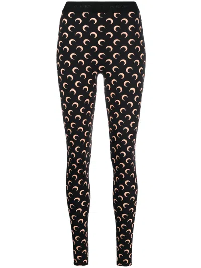 Marine Serre All-over Moon Print Leggings In Black