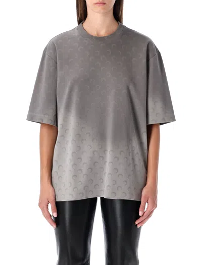 Marine Serre Faded Moon Jersey Relaxed T-shirt With All-over Print In Gray