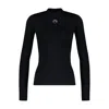 Marine Serre Mini Jersey Long-sleeved Crewneck Dress In Black