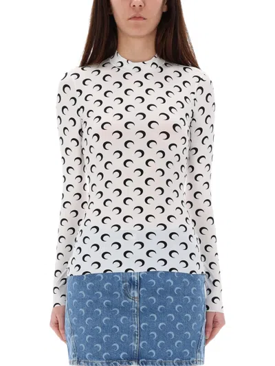 Marine Serre Moon All-over Slim Top In White