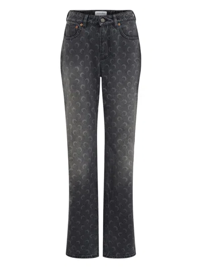 MARINE SERRE MARINE SERRE MARINE SERRE MOON LASER GREY WASH STRAIGHT DENIM JEANS