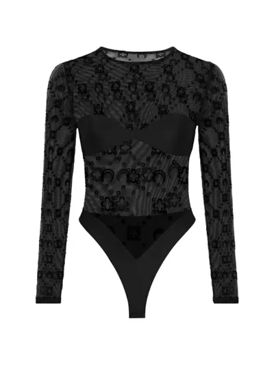 Marine Serre Moonogram Long-sleeve Bodysuit In Multi