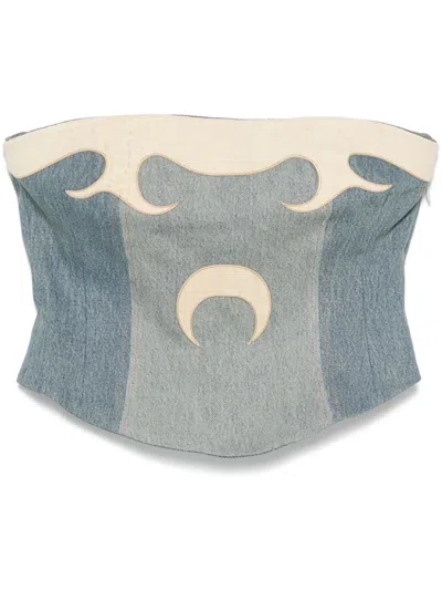 Marine Serre Regenerated Denim Top In Multi