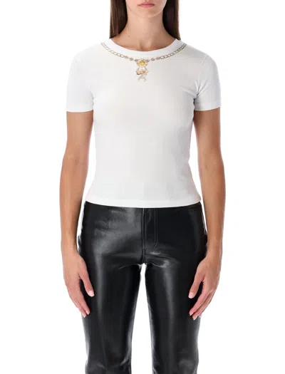 MARINE SERRE MARINE SERRE MARINE SERRE TROMPE L’ŒIL JEWELRY WHITE JERSEY BABY FIT T-SHIRT
