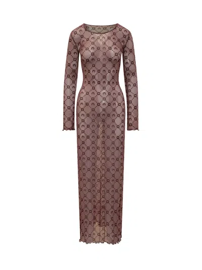 Marine Serre An Ankle-length Dress For Self-improvement In Brown