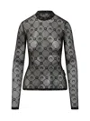 Marine Serre Tulle Top With Logo Embroidery In Black