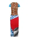 Marine Serre Multicolor Fabric Midi Dress In Multicolour