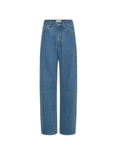Marine Serre Medium-waisted Utility Pants With Five Pockets In Blue