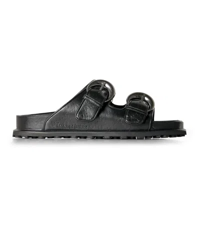 Marine Serre Men's Leather Sandal In Black