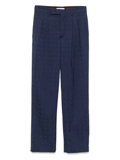 MARINE SERRE MEN'S MARINE SERRE MOON DIAMOND-JACQUARD TROUSERS