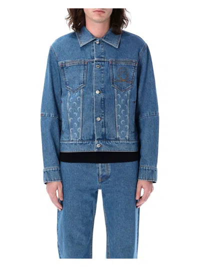 MARINE SERRE MEN'S MOON LASER DENIM TRUCKER JACKET