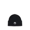 Marine Serre Wool Beanie With Classic Knit Texture In Black