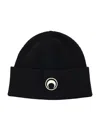 Marine Serre Merino Wool Ribbed Beanie In Black