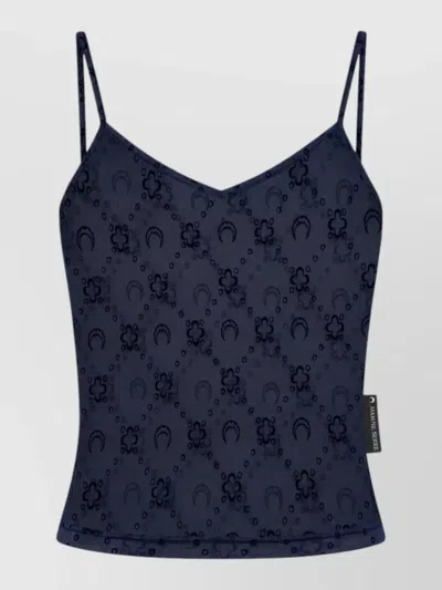 Marine Serre Moonogram Mesh Flock Straps Top In Black