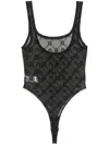 Marine Serre Flocked-moonogram Mesh Bodysuit