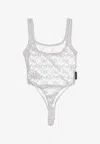 Marine Serre Mesh Flock Sleeveless Bodysuit In Gray