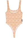 Marine Serre Mesh Flocked Bodysuit In Neutrals