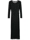 Marine Serre Monogram-pattern Mesh Maxi Dress In Black
