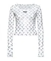 Marine Serre Mesh Monogrammed Crewneck Cropped Top In White