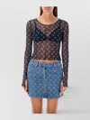 Marine Serre Crescent-moon-print Mesh Top In Blau