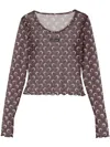Marine Serre Moon-print Mesh Crop Top