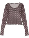 Marine Serre Moon-print Mesh Crop Top In Brown