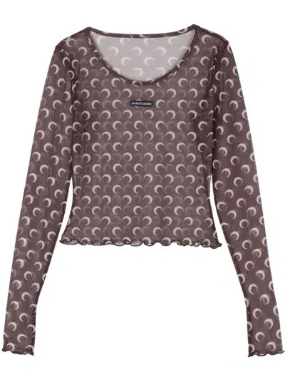 MARINE SERRE SECOND SKIN MOON-PRINT TOP - WOMEN'S - ELASTANE/POLYESTER